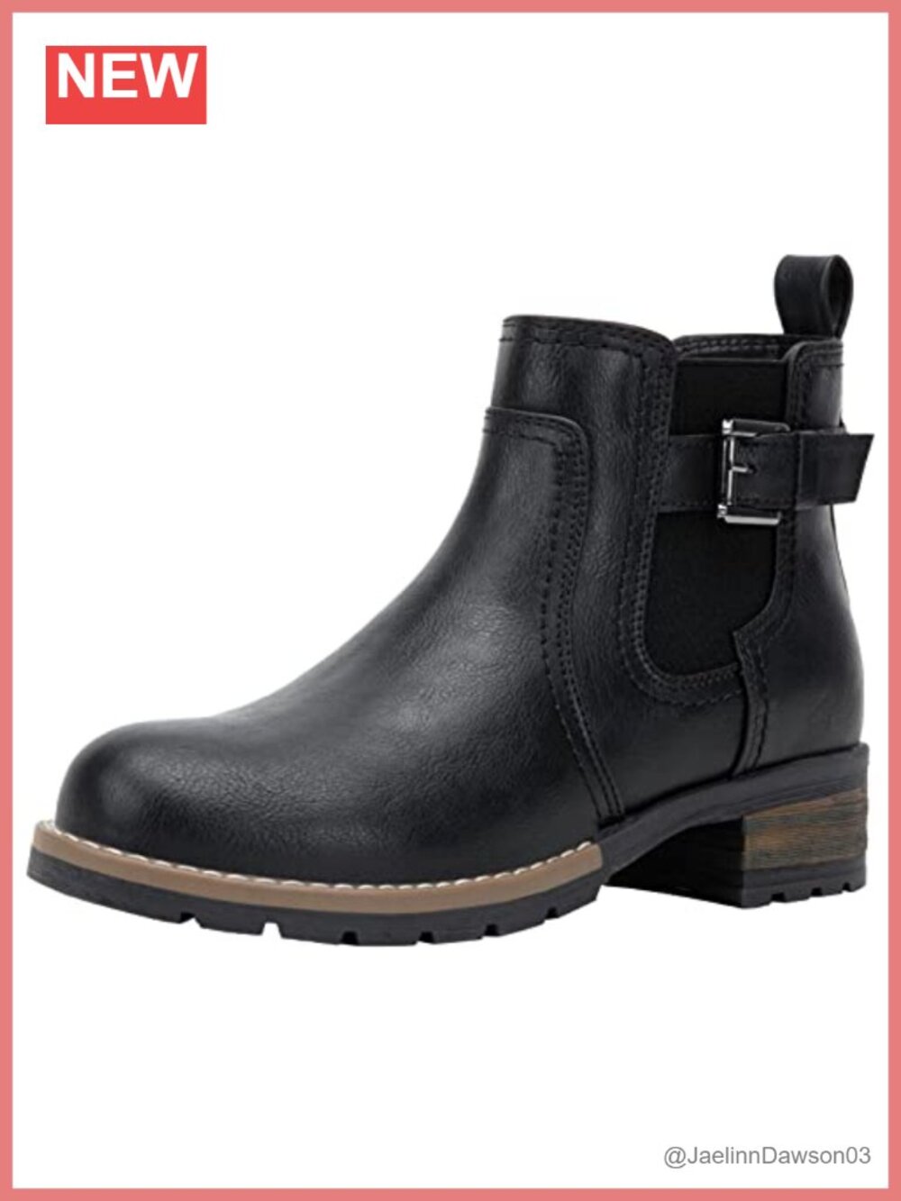 Women's Chelsea Ankle Boots Low Block Heel Faux Leather Side Zip